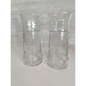 VTG Lighthouse Glass Tumblers Set of 2 Nautical Coastal Glasses Textured Swirl